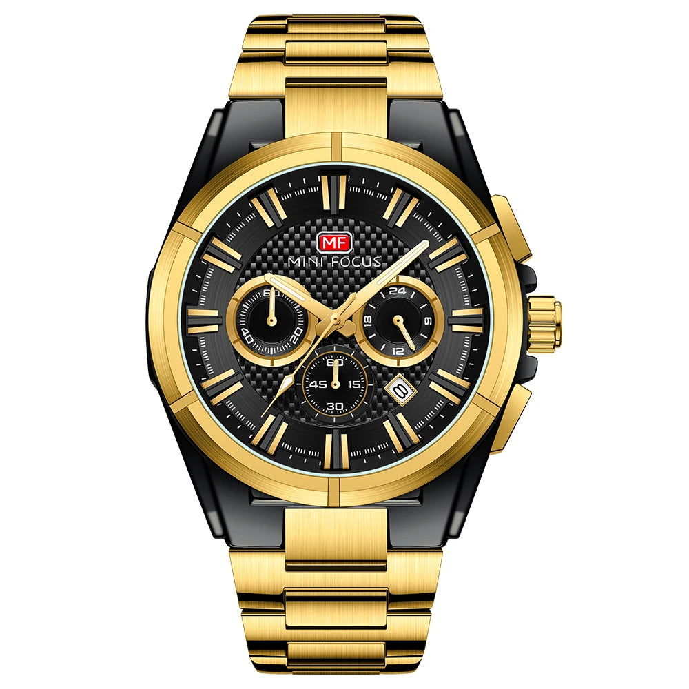 MINIFOCUS Men's Business Casual Waterproof Quartz Watch Stainless Steel Band Luminous Timepiece Perfect Fathers Day Gift for Dad