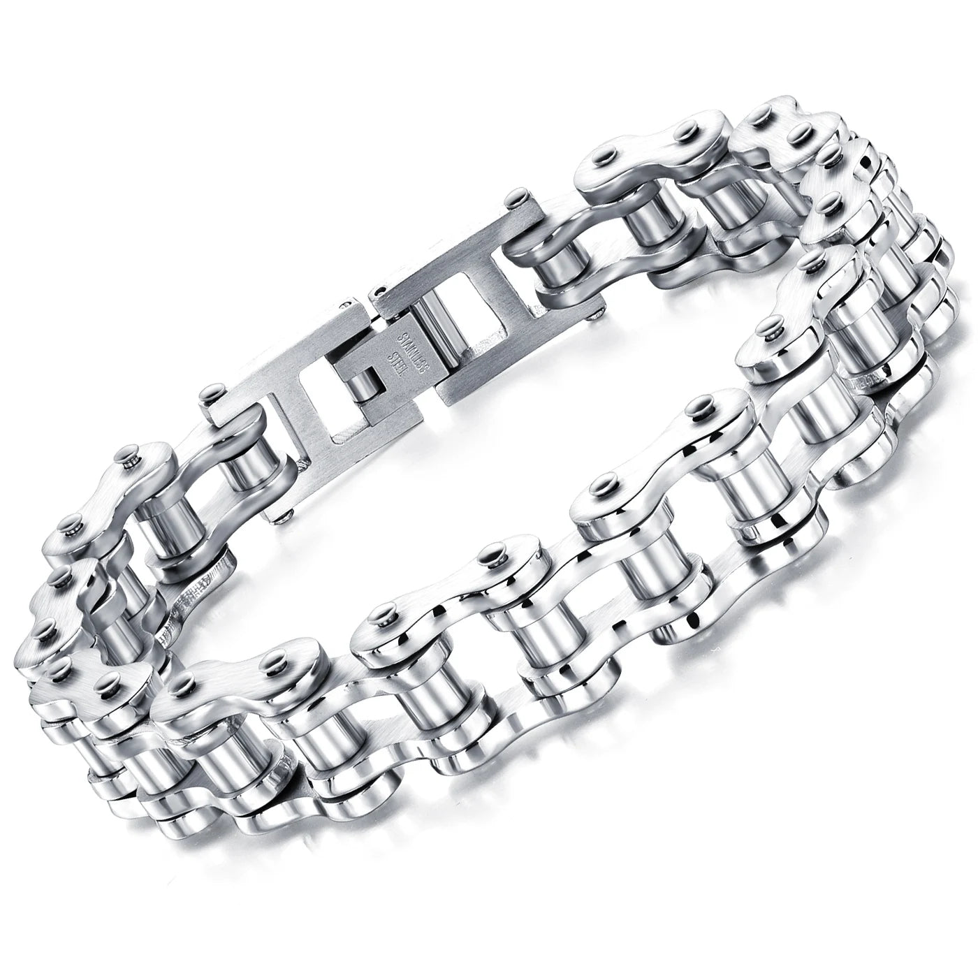 Hot-Selling Titanium Steel Biker Bracelet for Men – Rock Style Motorcycle Chain Design, Punk Jewelry