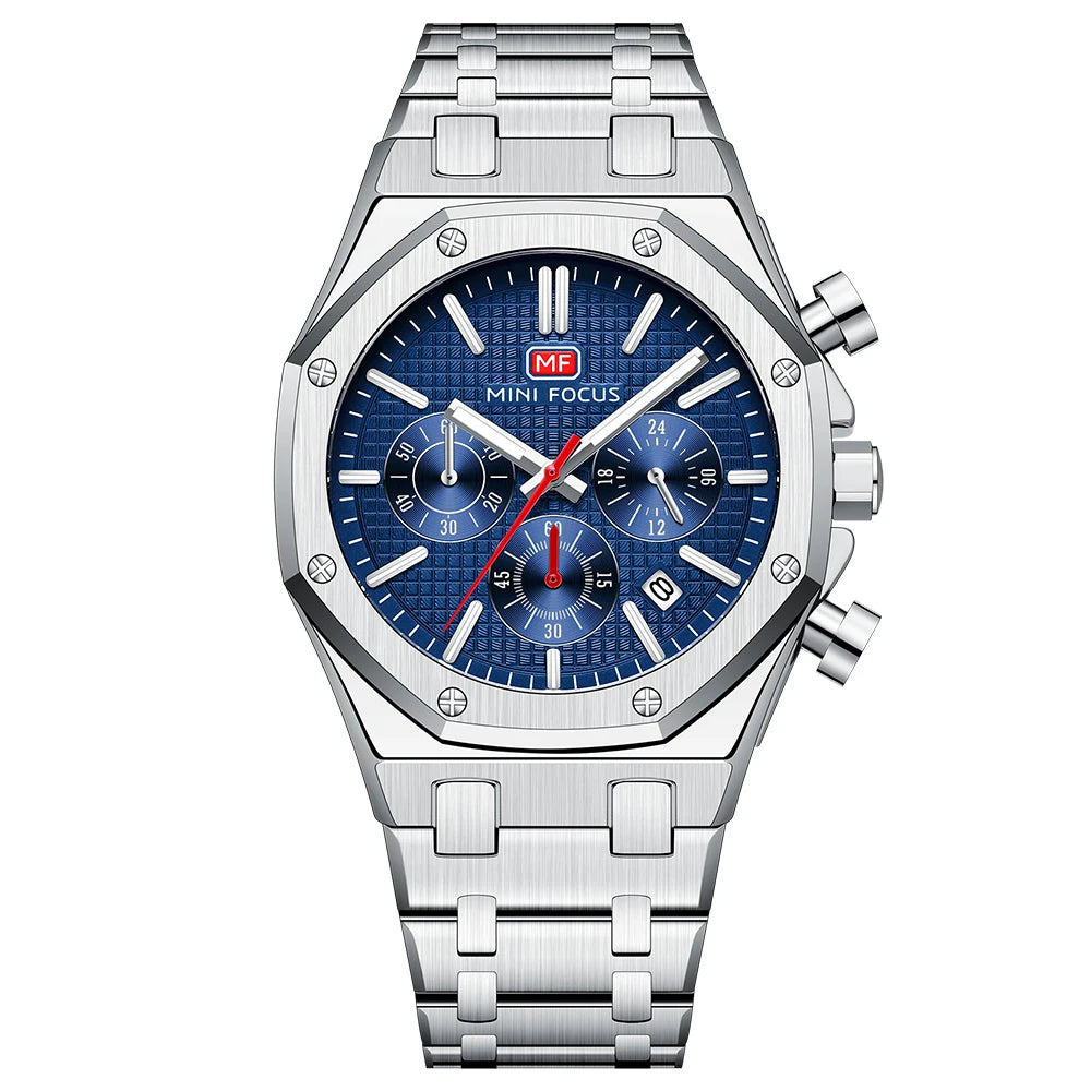 MINIFOCUS Men’s Business Casual Multifunction Quartz Watch – Luminous Waterproof Stainless Steel Band Watch Father’s Day Gift