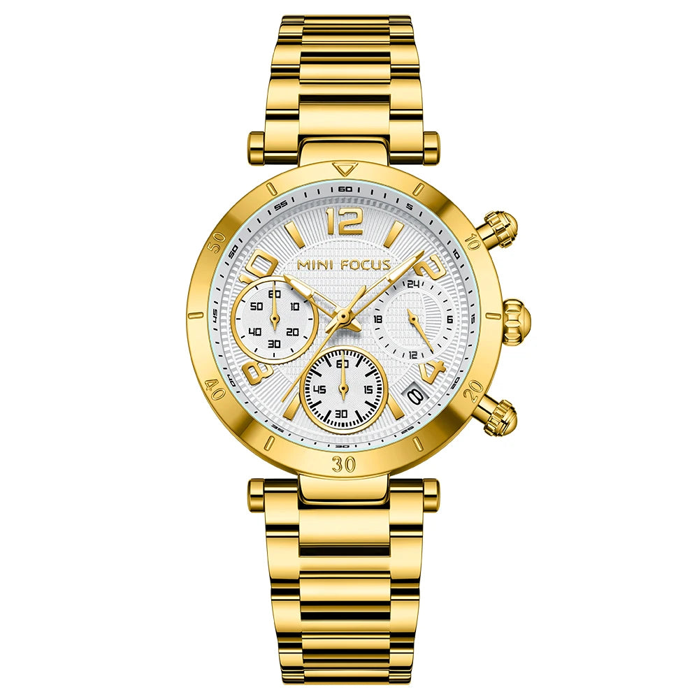 MINIFOCUS Women's Dopamine-Inspired Fashion Watch Luminous Quartz Timepiece Stainless Steel Band Waterproof Trendy Gift for Her
