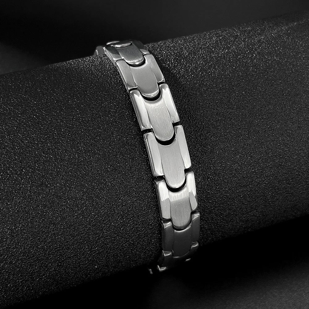 Men’s Trendy Stainless Steel Bracelet – Creative Polished Titanium Wristband, Minimalist Fashion Accessory