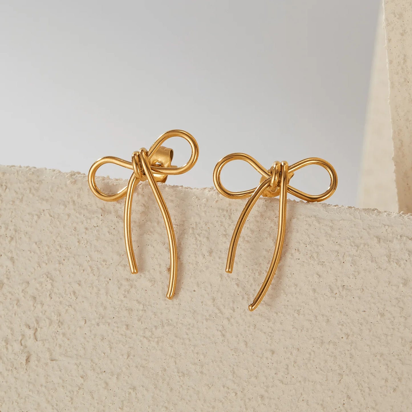 Minimalist Stainless Steel Bow Earrings for Women – Creative INS Style Statement Jewelry