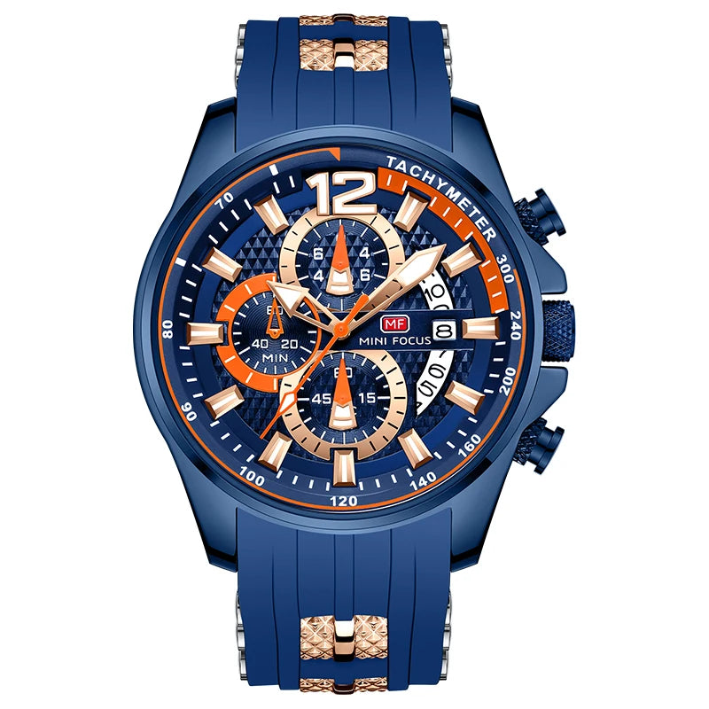 MINIFOCUS Mens Fashion Sports Watch Waterproof Quartz Large Dial Luminous Timepiece Watches for Man