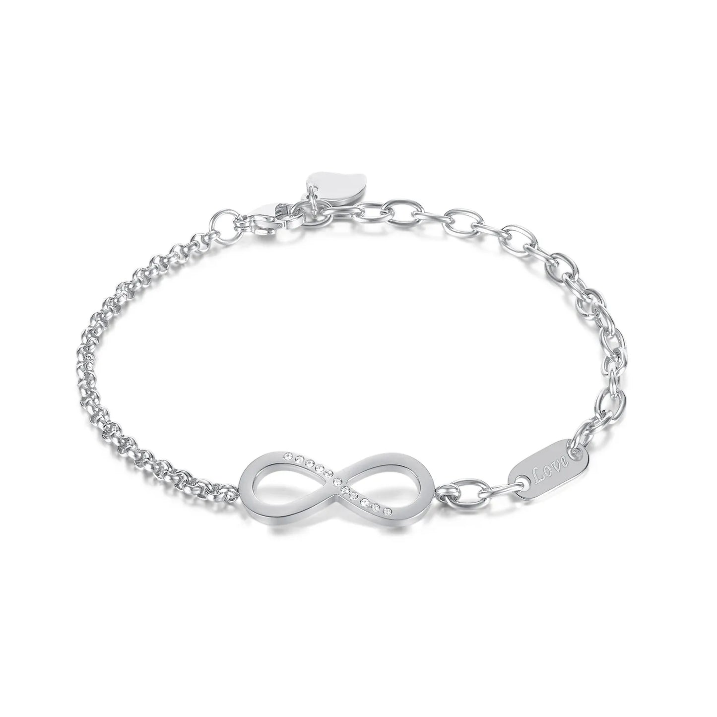 INS Style Stainless Steel Number 8 Zircon Chain Bracelet for Women