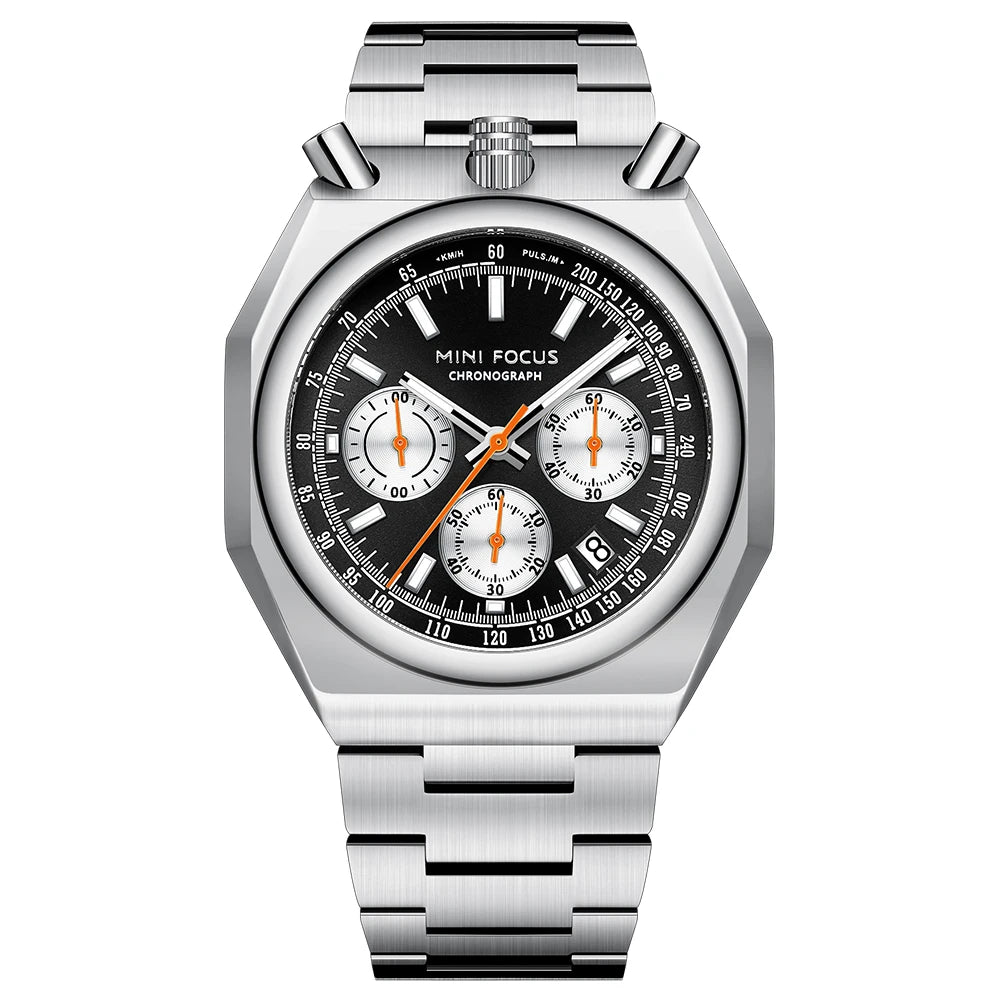 MINIFOCU Vintage Men’s Multifunction Quartz Watch Heart Rate Monitor Stainless Steel Band Retro Timepiece Watch for Men
