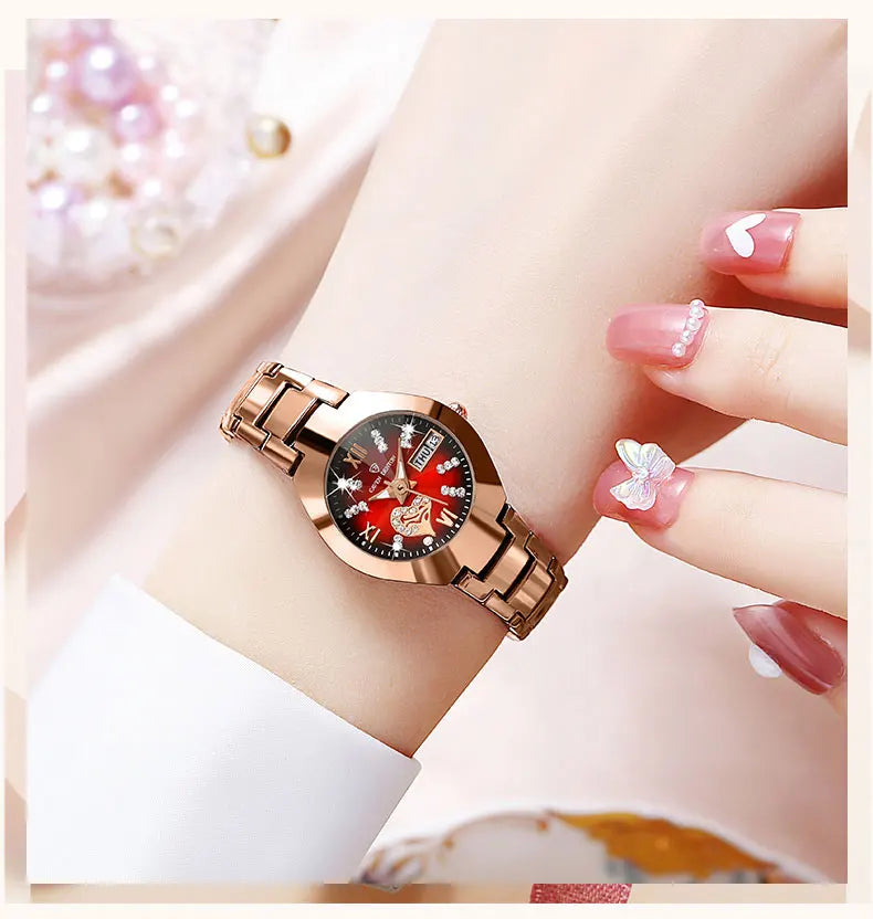 Fashion Women's Watch Double Calendar Diamond Waterproof Glow-in-the-dark ladies Watch for Women