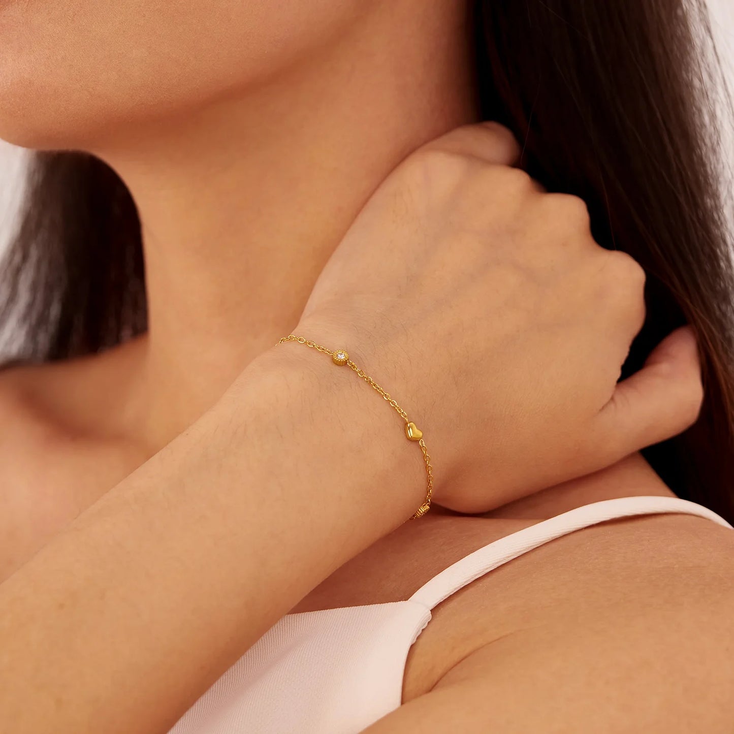 Elegant Heart Zircon Bracelet for Women – Stainless Steel Titanium Steel Dainty Fashion Jewelry