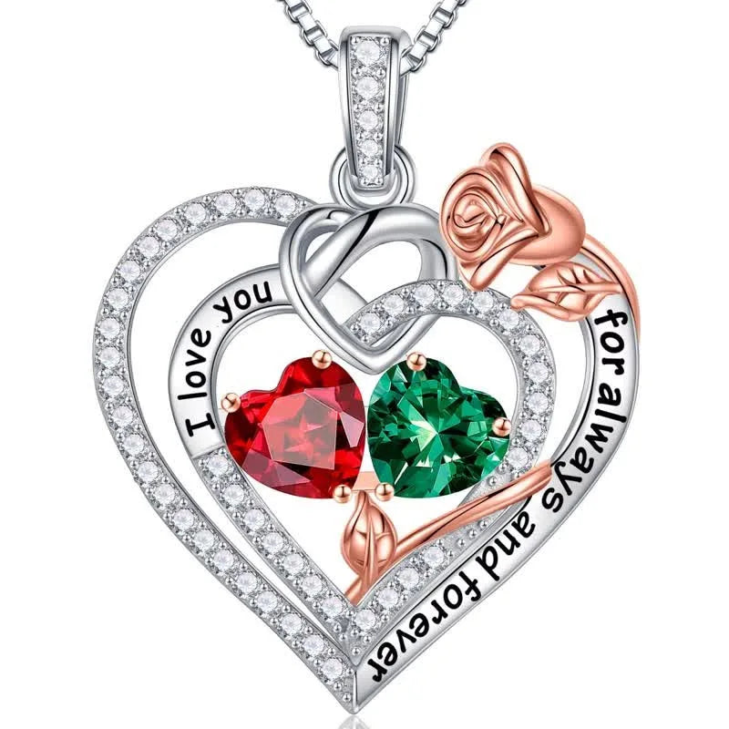 Rose Heart-Shaped Diamond-Inlaid Necklace for Women – Fashion Clavicle Chain with Eternal Preserved Rose Gift Box
