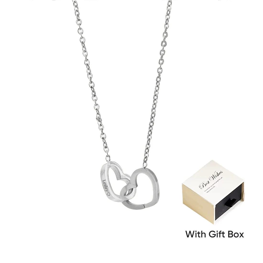 Personalized Custom Engraved Name Double Round Pendant Stainless Steel Necklace Valentine's Day Mother's Day Gift for Mom Her
