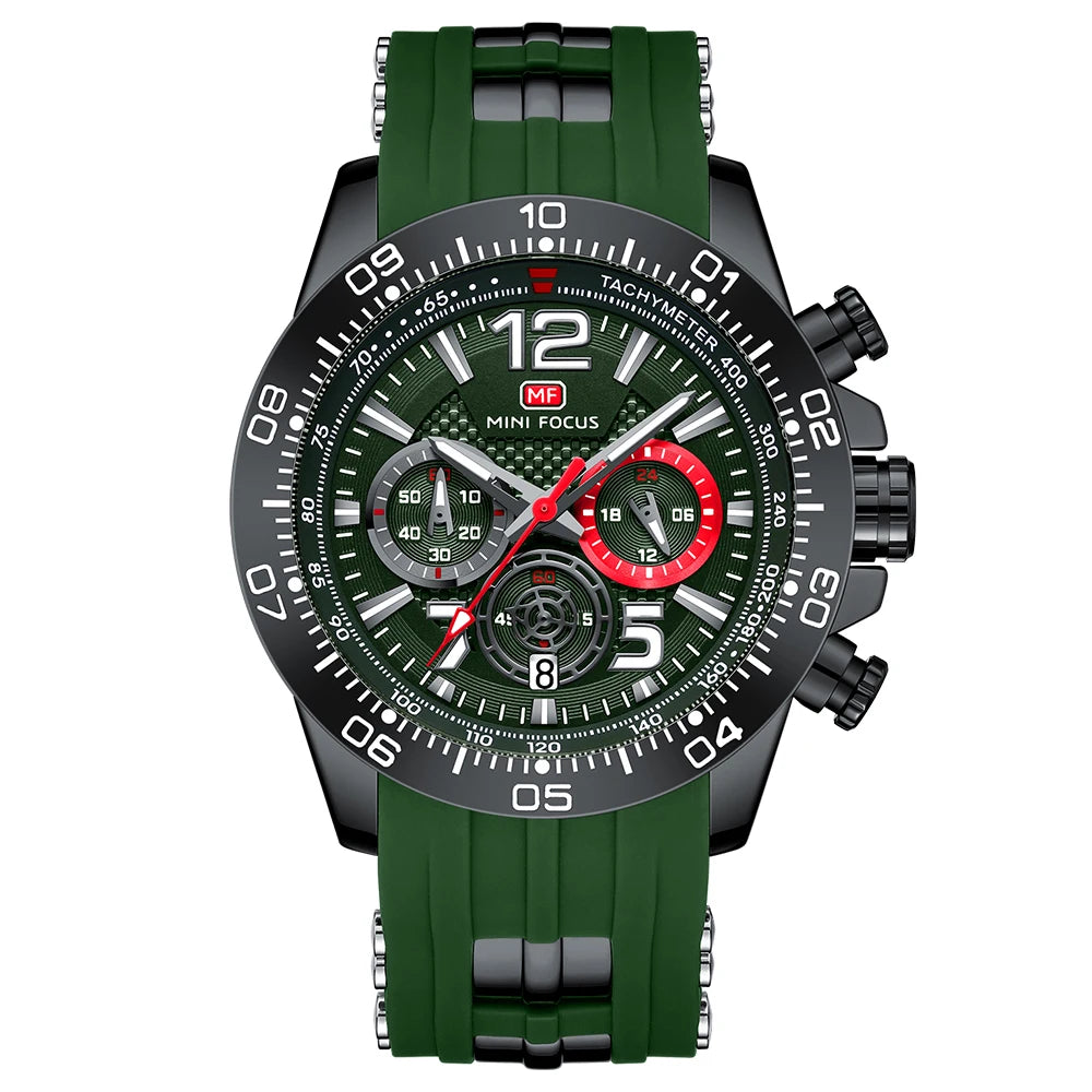 MINIFOCUS Men’s Waterproof Sport Watch – Multifunction Quartz Chronograph Luminous Dial Fashion Business Gifts for Him