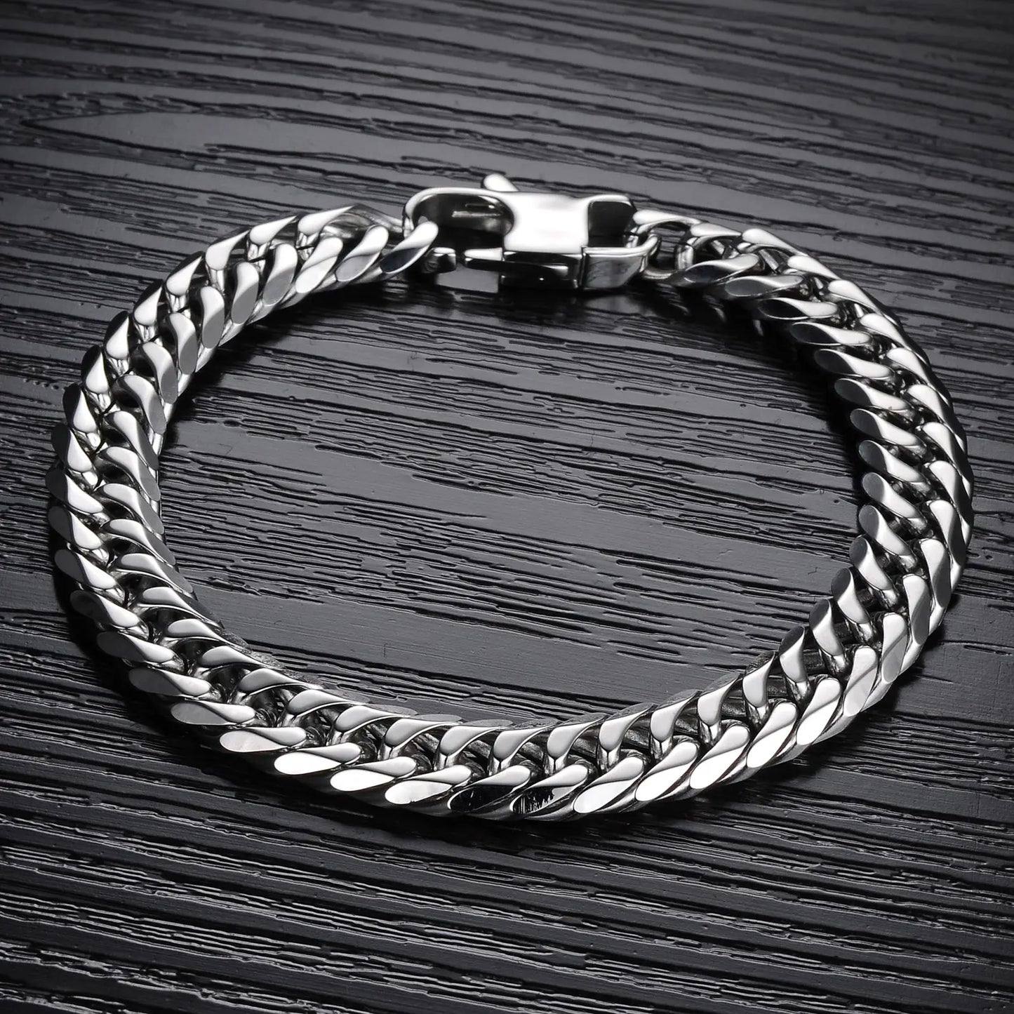 Men’s Hip Hop Cuban Chain Bracelet – Chunky Titanium Steel Link Wristband, Bold & Versatile Street Style