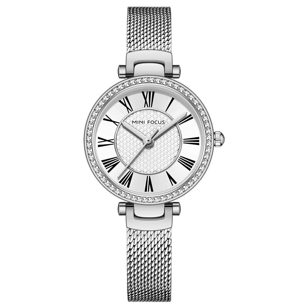 MINIFOCUS Women's Watch Japanese Quartz Waterproof Fashion Wristwatch Milanese Mesh Stainless Steel Band Elegant Gift for Ladies