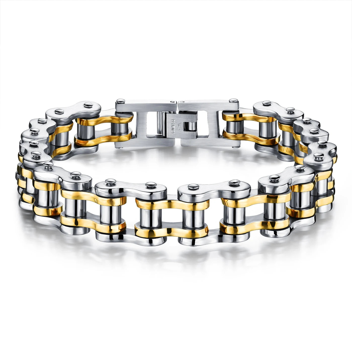 Hot-Selling Titanium Steel Biker Bracelet for Men – Rock Style Motorcycle Chain Design, Punk Jewelry