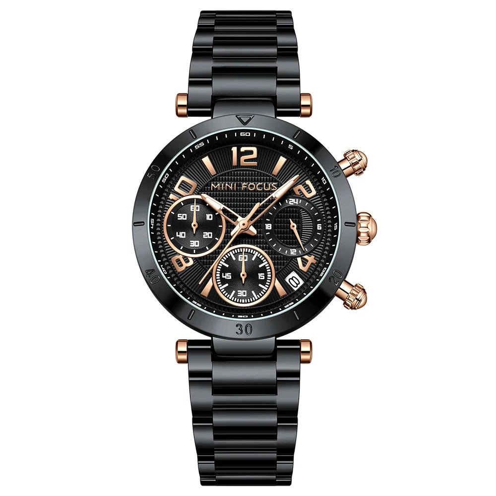 MINIFOCUS Women's Dopamine-Inspired Fashion Watch Luminous Quartz Timepiece Stainless Steel Band Waterproof Trendy Gift for Her