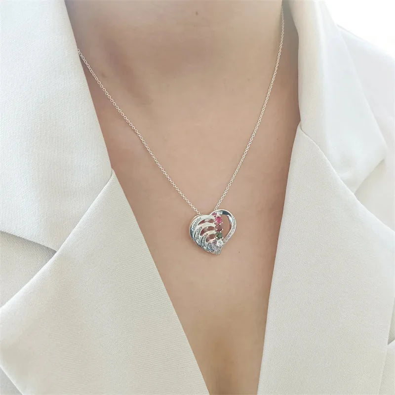 Fashion Personality Custom Engraved Name Heart Necklace and Eternal Rose Teddy Bear Jewelry Gift Box Christmas Valentine Women
