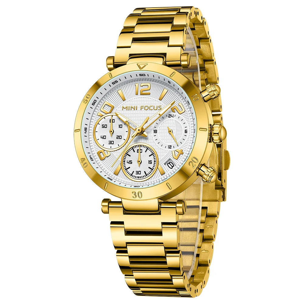MINIFOCUS Women's Dopamine-Inspired Fashion Watch Luminous Quartz Timepiece Stainless Steel Band Waterproof Trendy Gift for Her