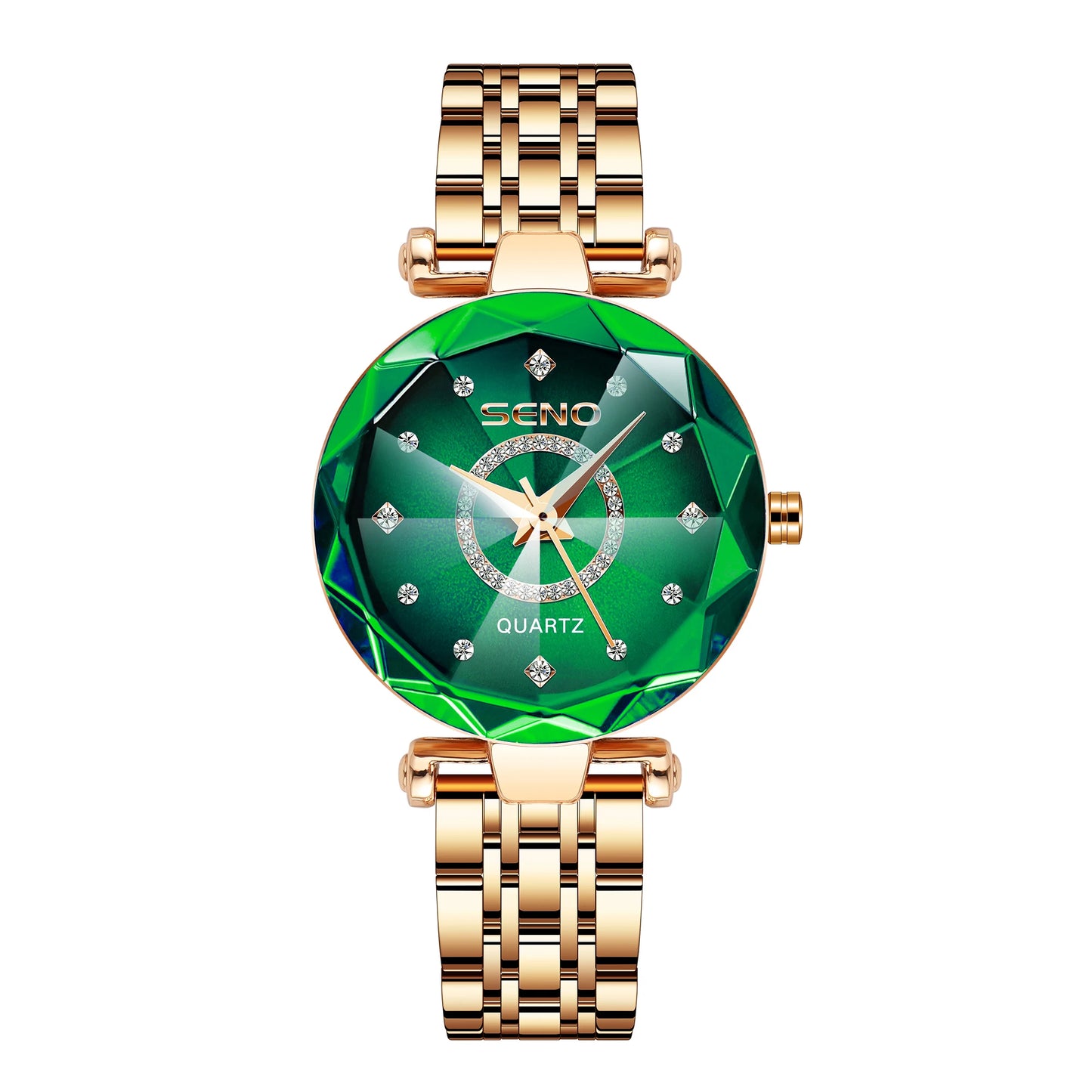 Fashion Ocean Star Women’s Watch Stainless Steel Band Gradient Glass Diamond Studded Dial Luxury Waterproof Luminous Timepiece