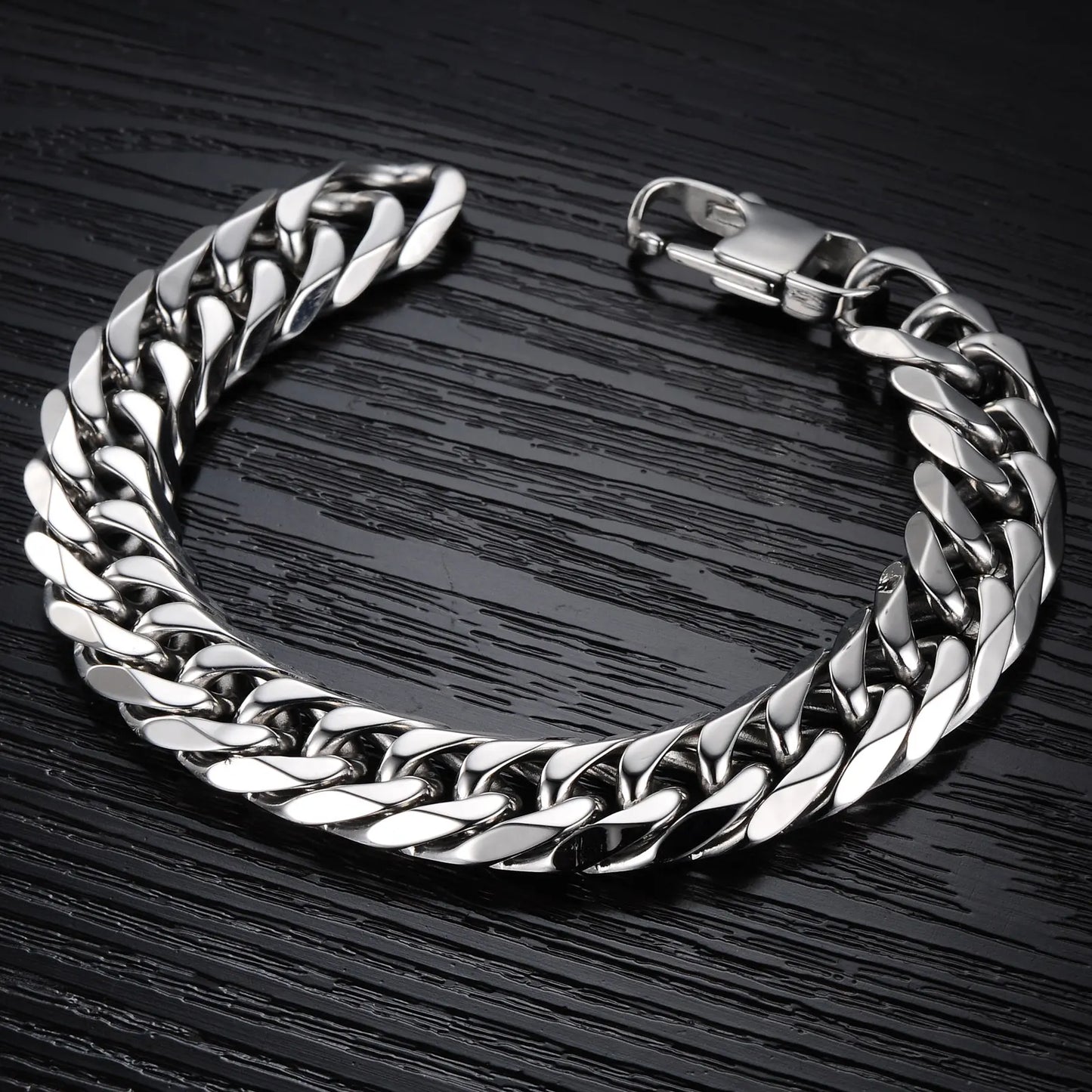 Men’s Hip Hop Cuban Chain Bracelet – Chunky Titanium Steel Link Wristband, Bold & Versatile Street Style