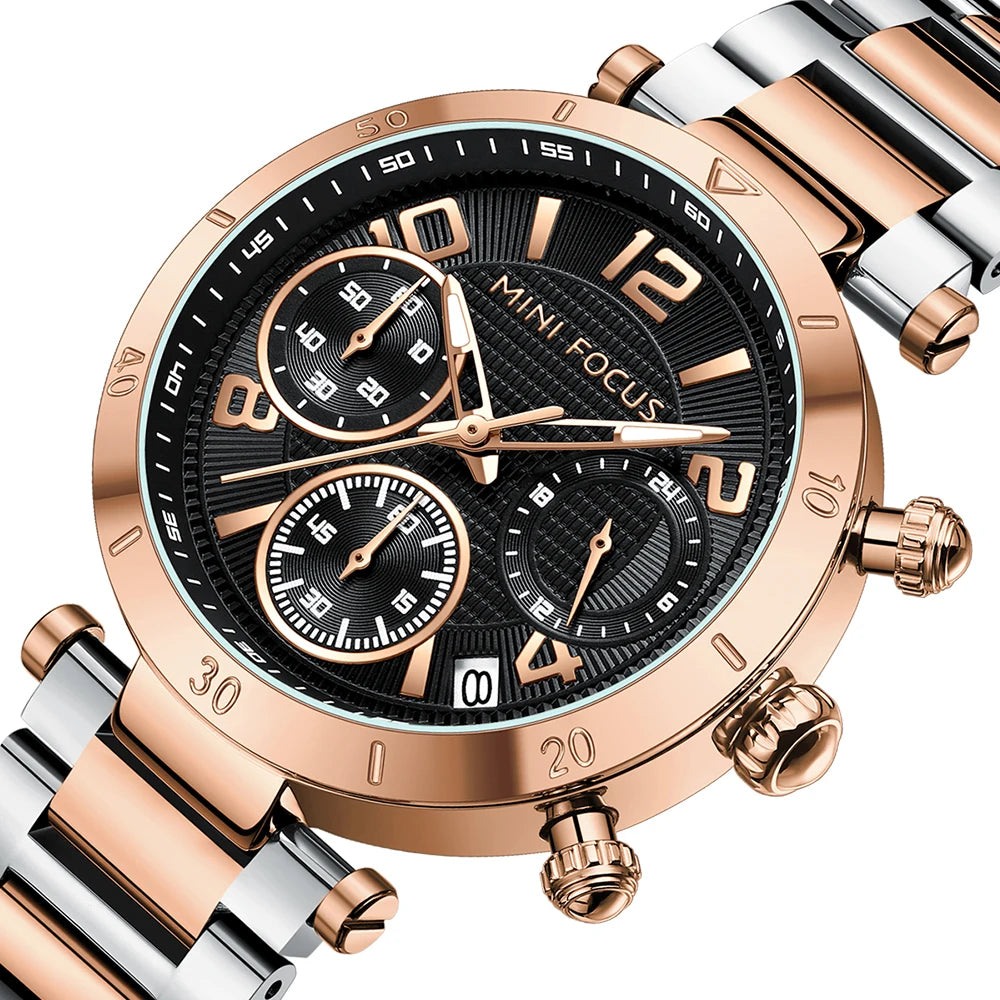 MINIFOCUS Women's Dopamine-Inspired Fashion Watch Luminous Quartz Timepiece Stainless Steel Band Waterproof Trendy Gift for Her