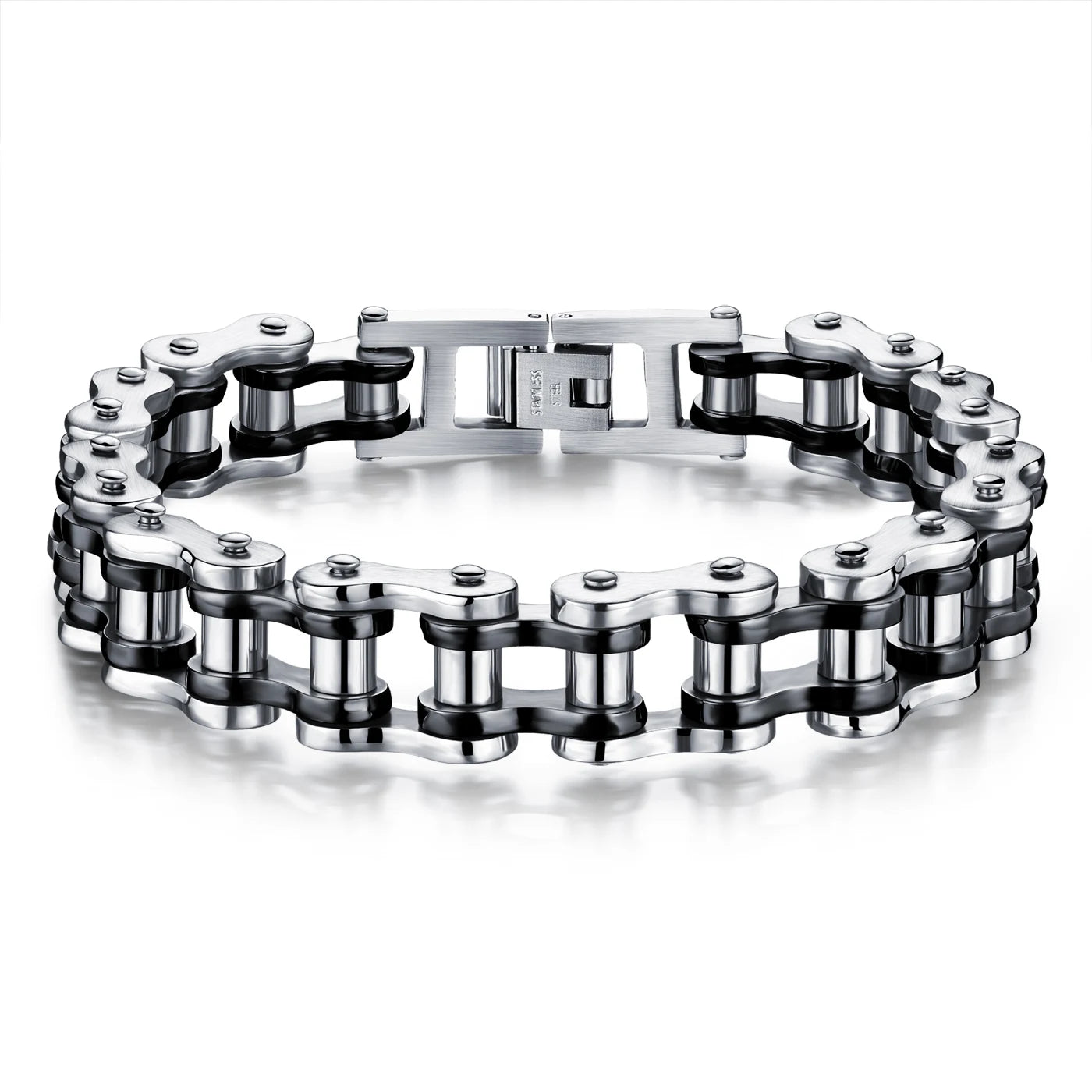 Hot-Selling Titanium Steel Biker Bracelet for Men – Rock Style Motorcycle Chain Design, Punk Jewelry