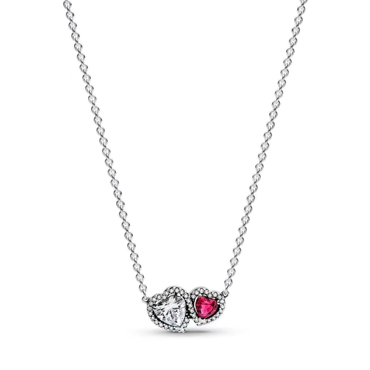 Red Zircon Diamond Love Necklace with Real Rose Jewelry Gift Box Set Women's Birthday Valentine's Day Gift for Girlfriend