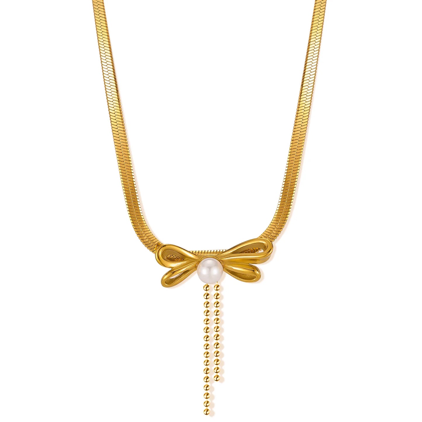 Elegant Stainless Steel Bow Necklace for Women – Minimalist Chic Titanium Steel Jewelry