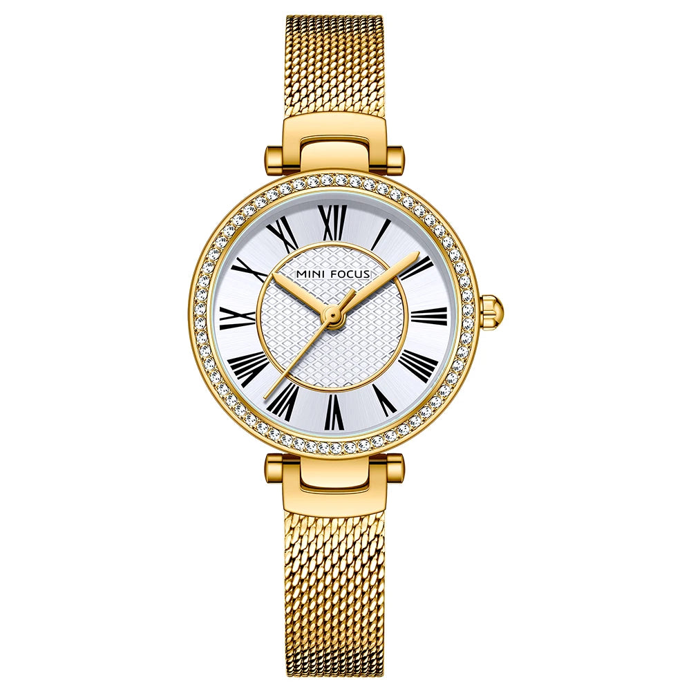 MINIFOCUS Women's Watch Japanese Quartz Waterproof Fashion Wristwatch Milanese Mesh Stainless Steel Band Elegant Gift for Ladies