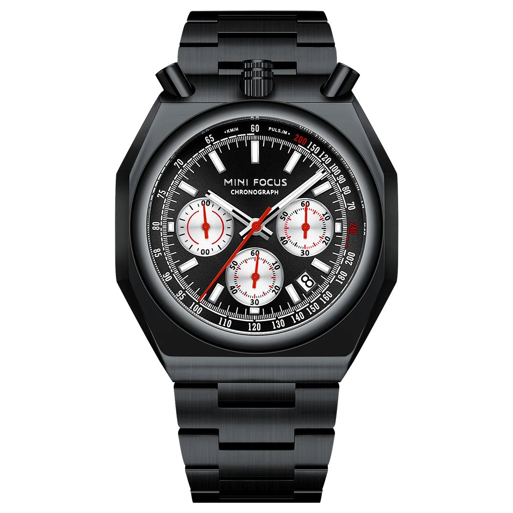 MINIFOCU Vintage Men’s Multifunction Quartz Watch Heart Rate Monitor Stainless Steel Band Retro Timepiece Watch for Men