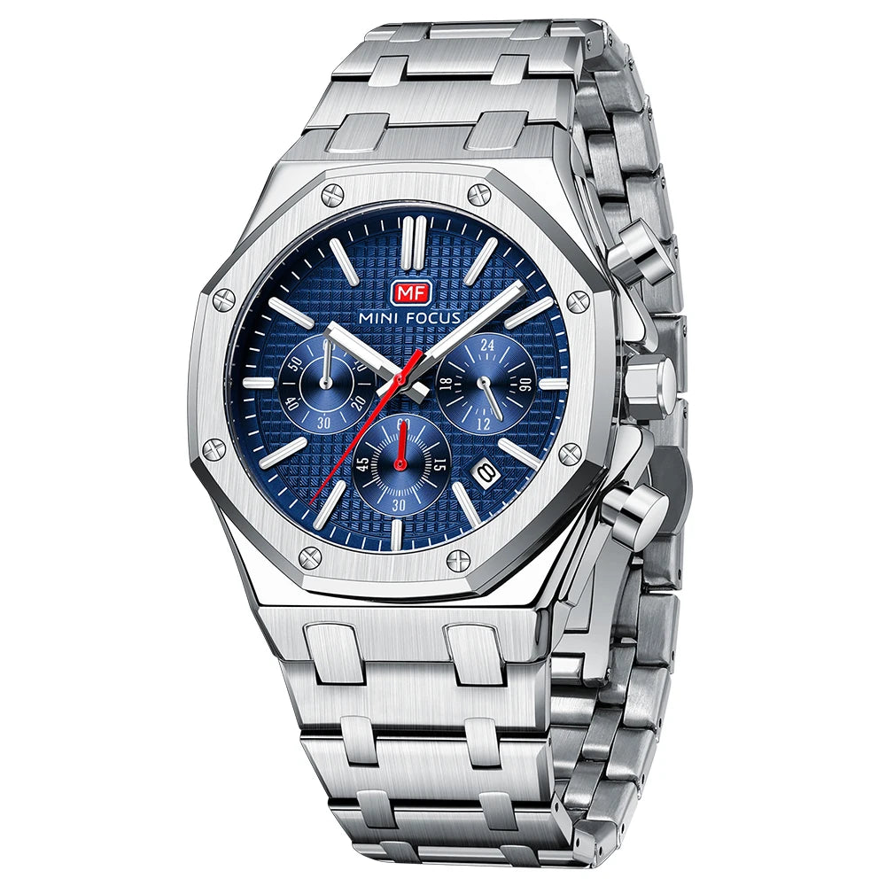 MINIFOCUS Men’s Business Casual Multifunction Quartz Watch – Luminous Waterproof Stainless Steel Band Watch Father’s Day Gift