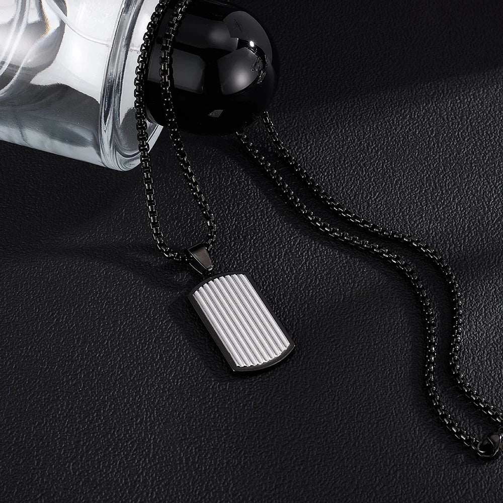 Men’s Geometric Pendant Necklace – Minimalist Punk Style Stainless Steel Chain Jewelry