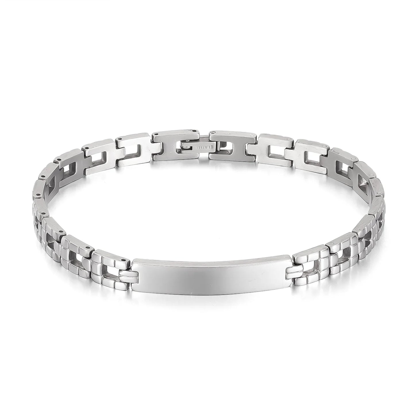 Menโs Curved Plate Stainless Steel Bracelet โ Sleek Titanium Band-Style Wristwear, Trendy Minimalist Design