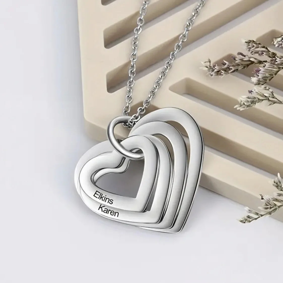 Valentine's Day Gift Personalized Name Necklace and Eternal Rose Teddy Bear Jewelry Gift Set Mother's Day for Family Couple