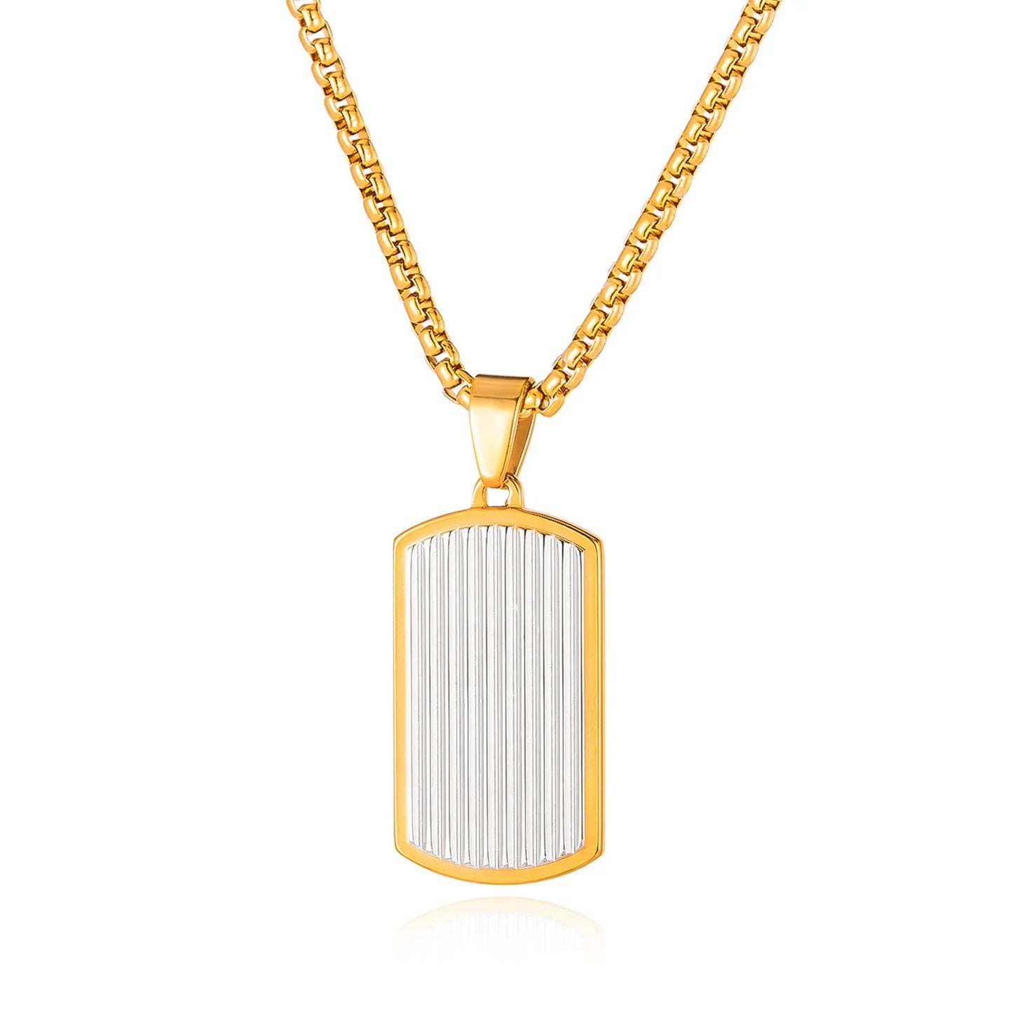 Men’s Geometric Pendant Necklace – Minimalist Punk Style Stainless Steel Chain Jewelry