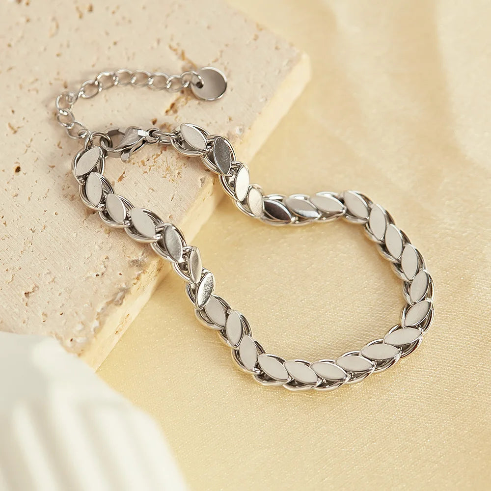 Gold-Plated Stainless Steel Chain Bracelet for Women – Simple Elegant Titanium Steel Minimalist Jewelry