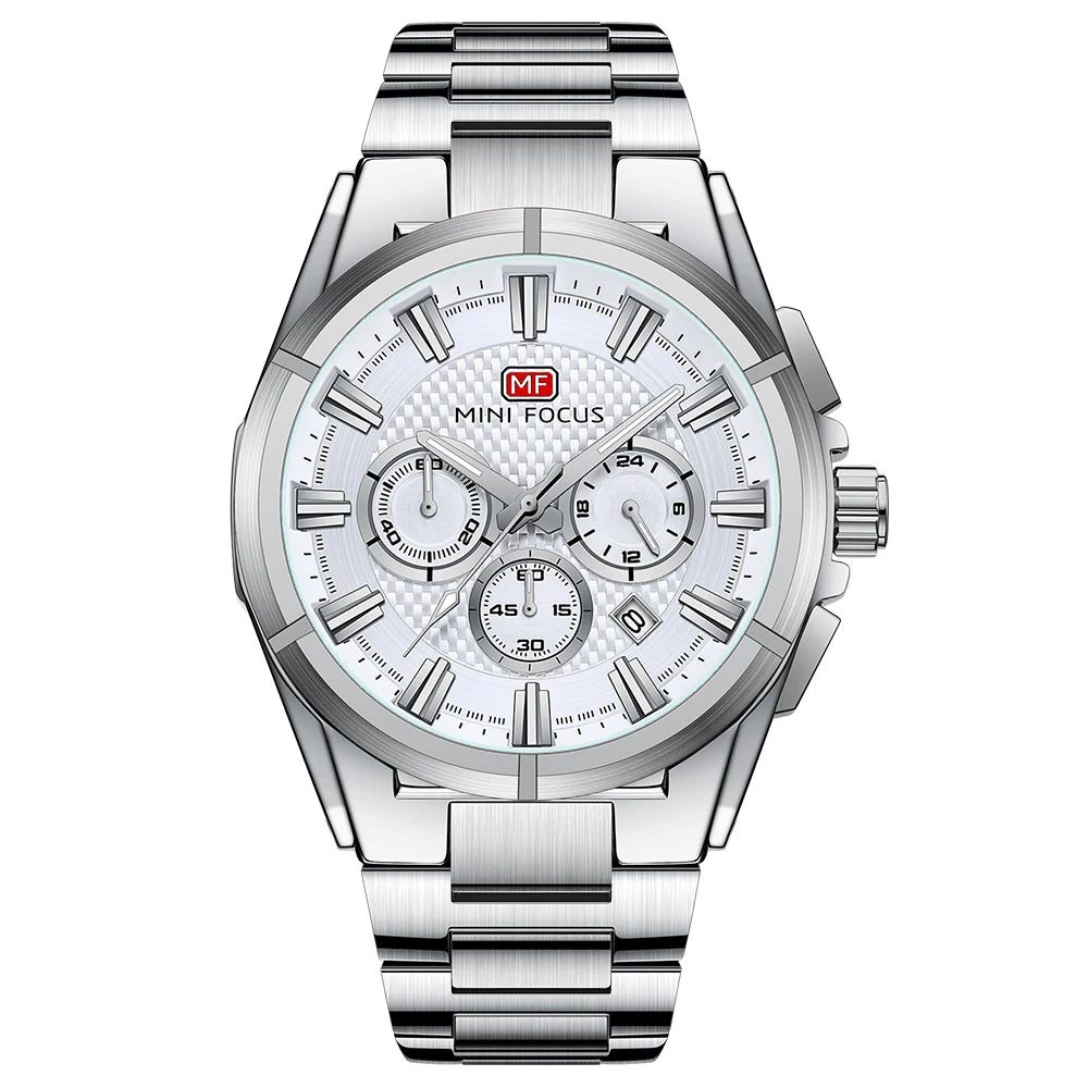MINIFOCUS Men's Business Casual Waterproof Quartz Watch Stainless Steel Band Luminous Timepiece Perfect Fathers Day Gift for Dad