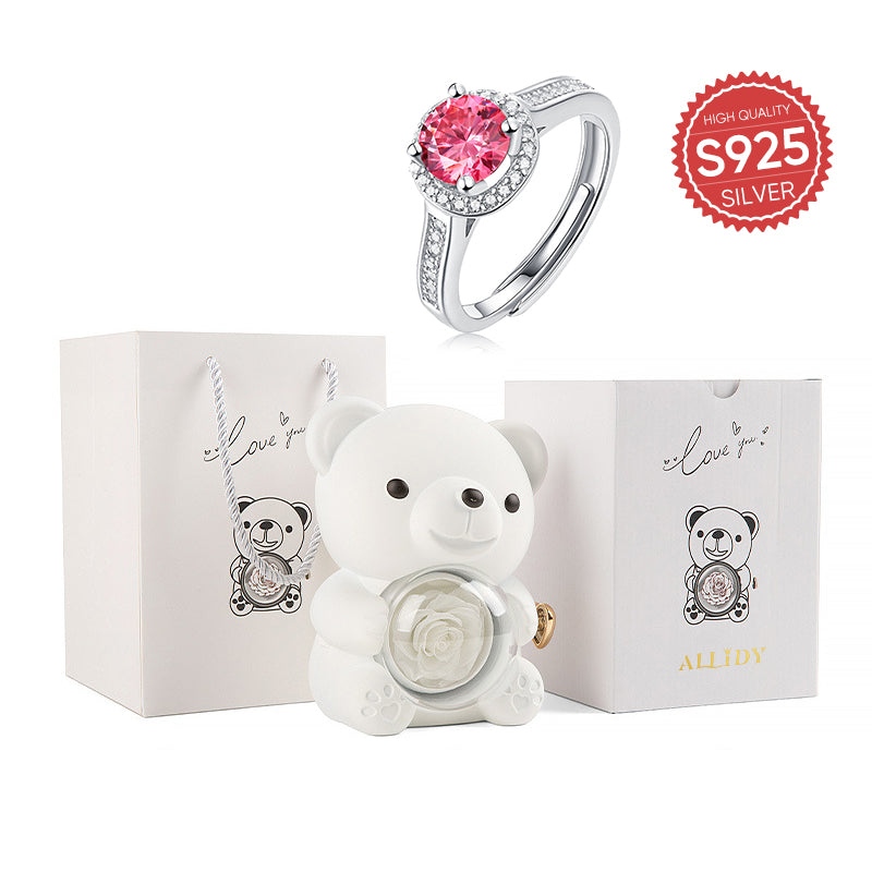 Deluxe-Ring aus rosa Moissanit S925 Silber
