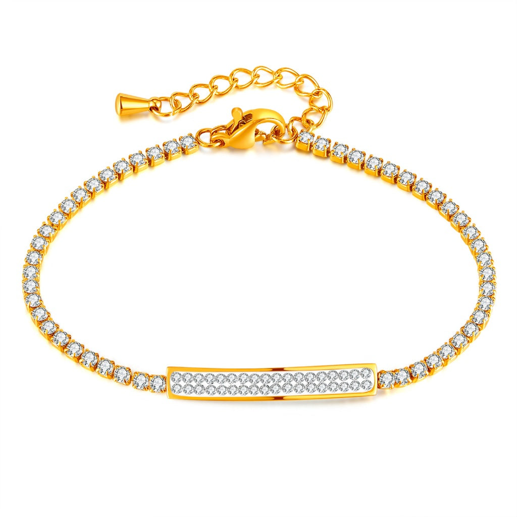 INS Style Dainty Stainless Steel Bracelet for Women – Minimalist Titanium Steel Jewelry with Sparkling Zircon