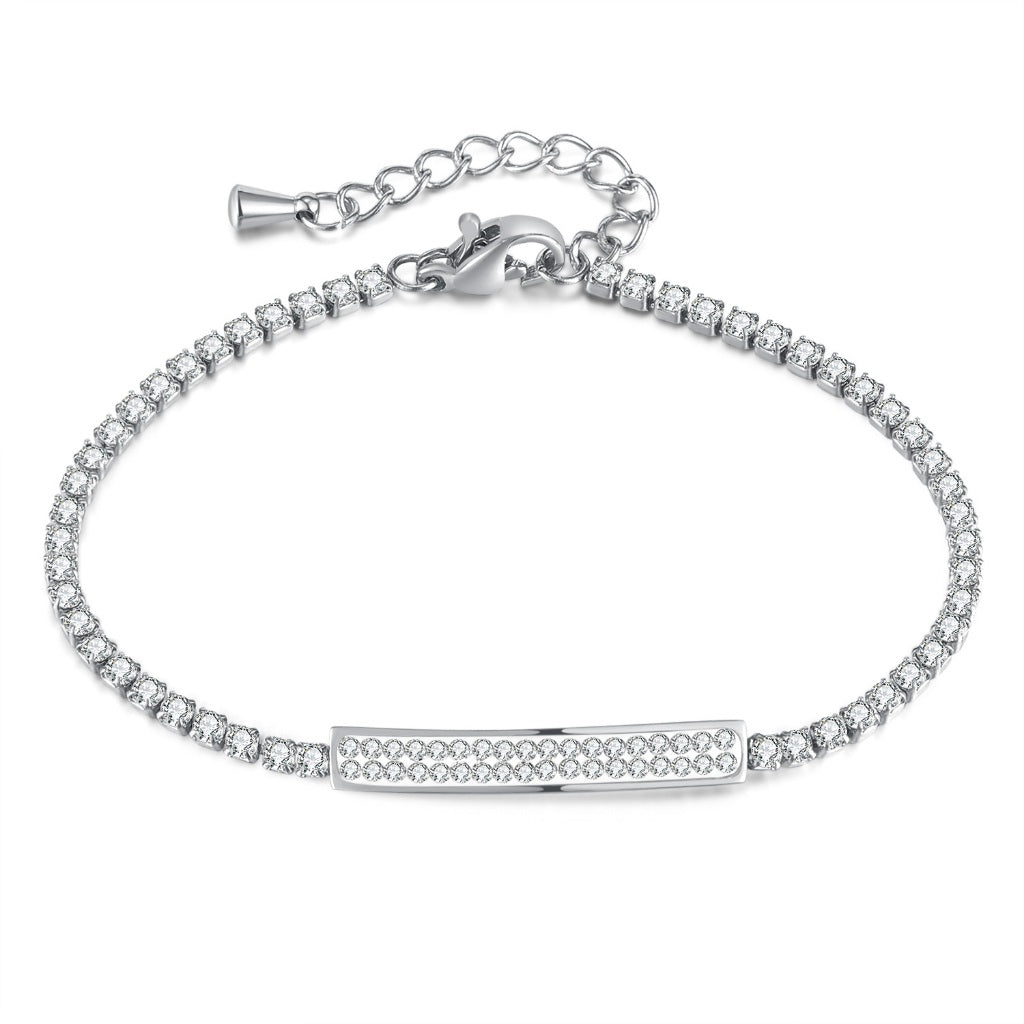 INS Style Dainty Stainless Steel Bracelet for Women – Minimalist Titanium Steel Jewelry with Sparkling Zircon