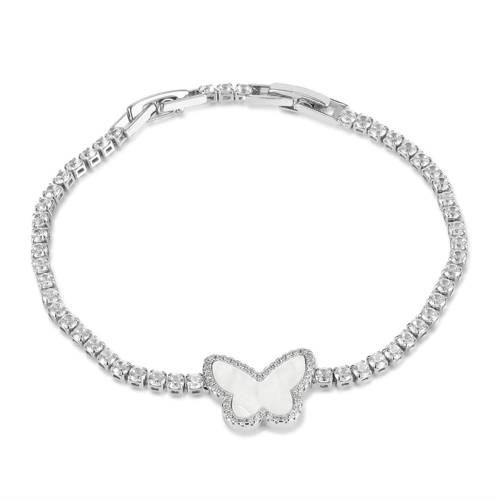 INS Style Dainty Stainless Steel Bracelet for Women – Minimalist Titanium Steel Jewelry with Sparkling Zircon