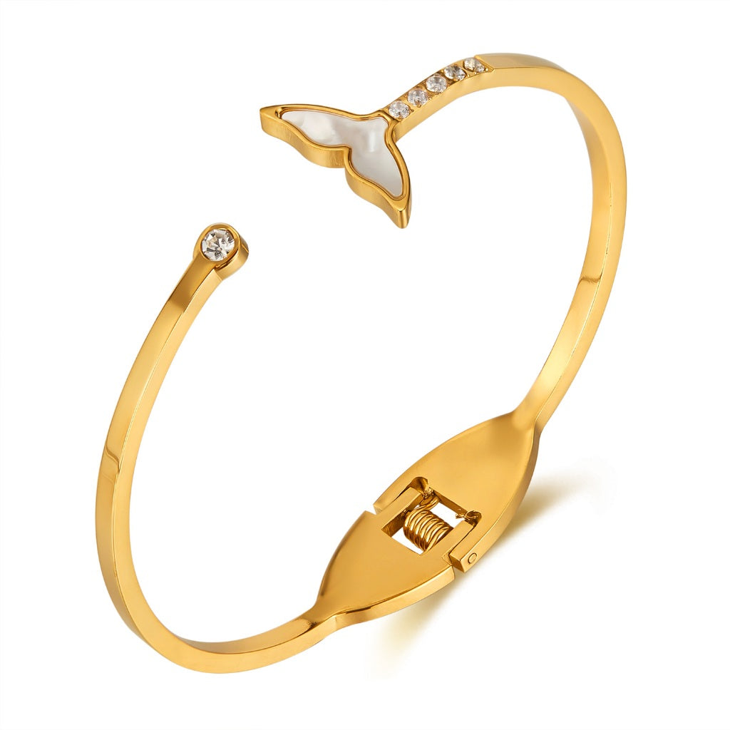 INS Style Zircon Cuff Bracelet for Women – Minimalist Titanium Steel Bangle, Small-Batch Chic Stainless Steel Jewelry