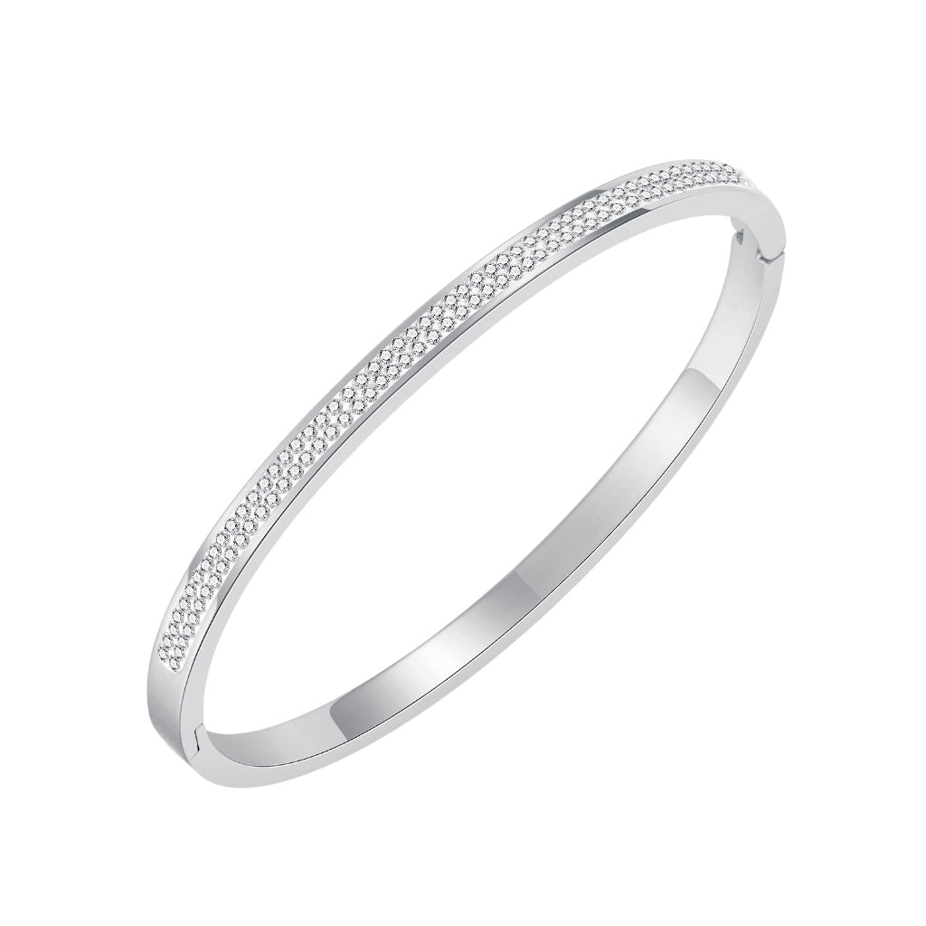 INS Style Zircon Cuff Bracelet for Women – Minimalist Titanium Steel Bangle, Small-Batch Chic Stainless Steel Jewelry