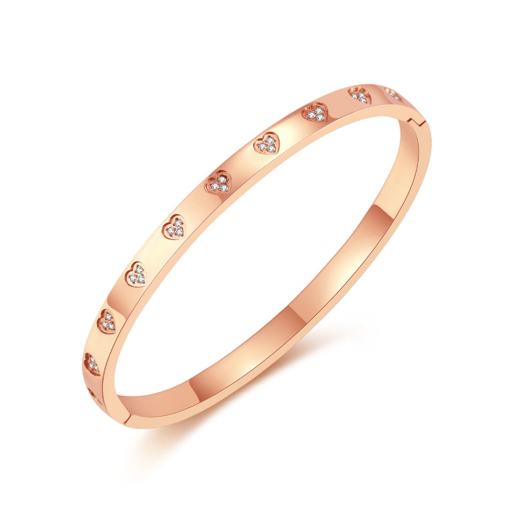 INS Style Zircon Cuff Bracelet for Women – Minimalist Titanium Steel Bangle, Small-Batch Chic Stainless Steel Jewelry
