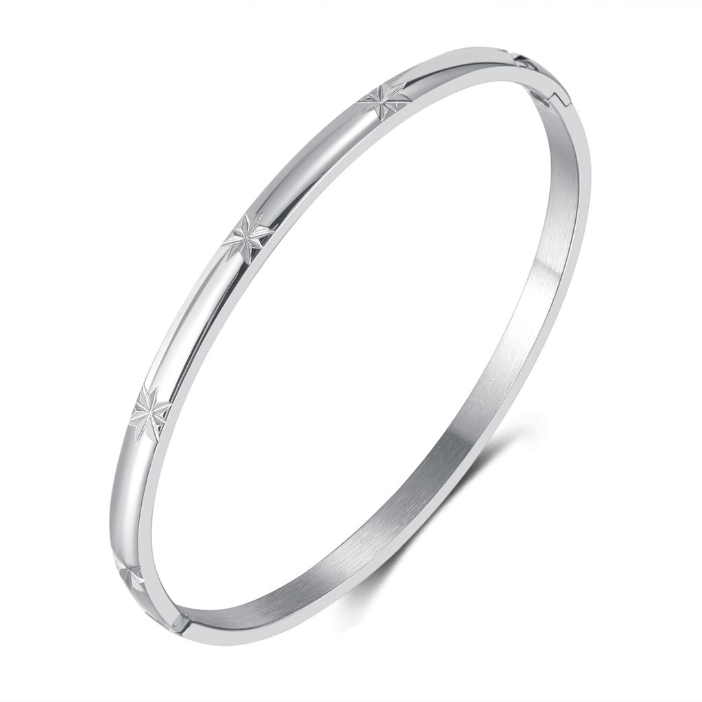 INS Style Zircon Cuff Bracelet for Women – Minimalist Titanium Steel Bangle, Small-Batch Chic Stainless Steel Jewelry
