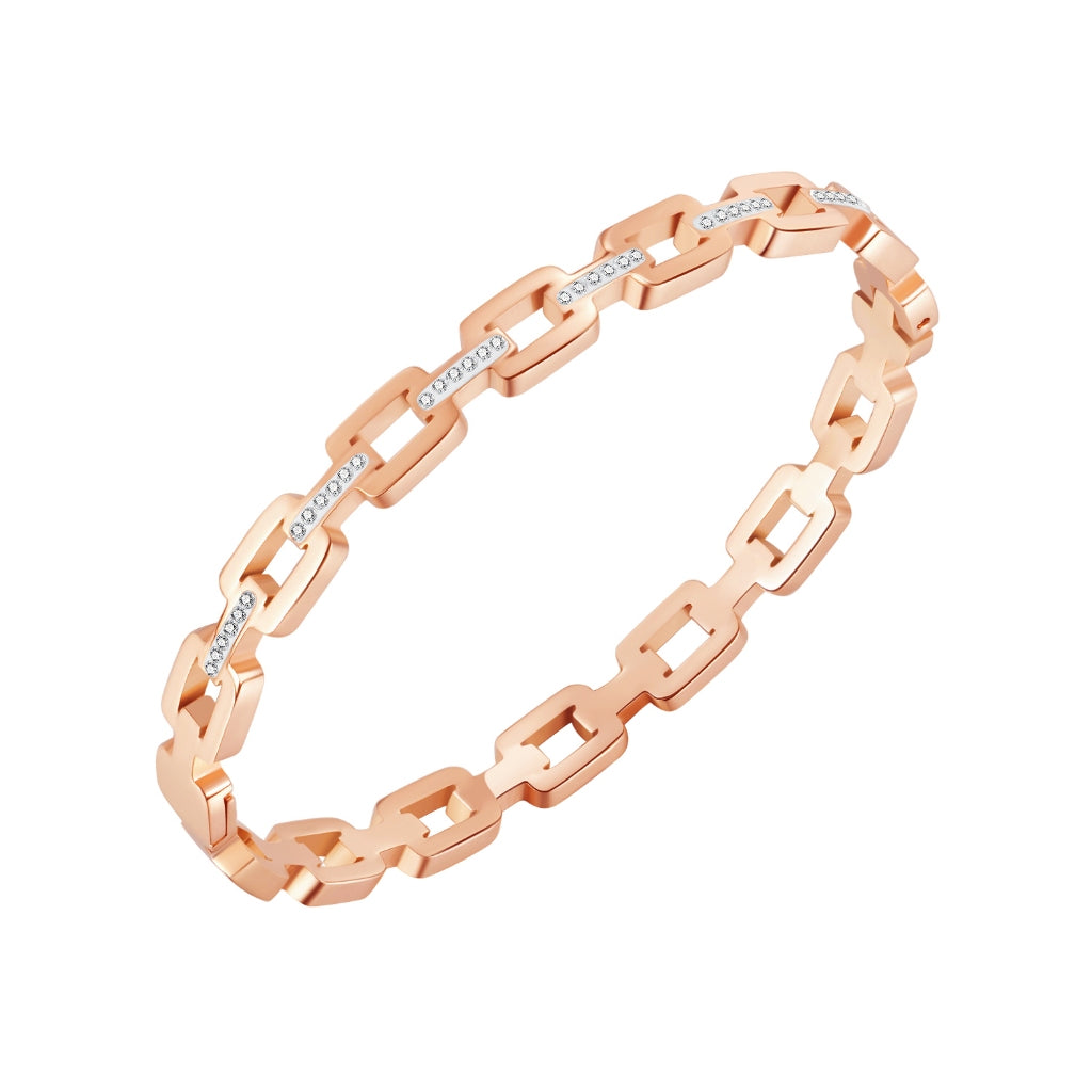 INS Style Zircon Cuff Bracelet for Women – Minimalist Titanium Steel Bangle, Small-Batch Chic Stainless Steel Jewelry