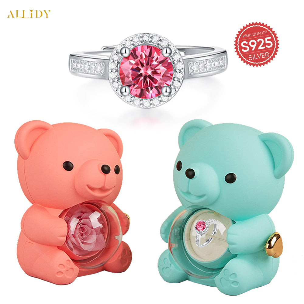Deluxe-Ring aus rosa Moissanit S925 Silber
