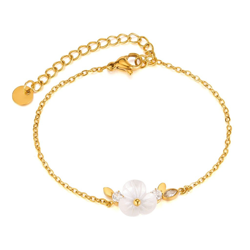 Boho Natural Stone Heart Bracelet for Women – Colorful Titanium Steel Ethnic Style Adjustable Fashion Jewelry