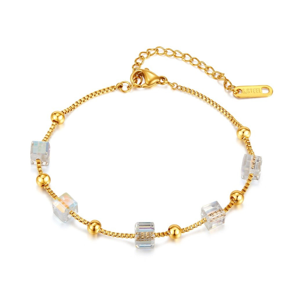 Boho Natural Stone Heart Bracelet for Women – Colorful Titanium Steel Ethnic Style Adjustable Fashion Jewelry
