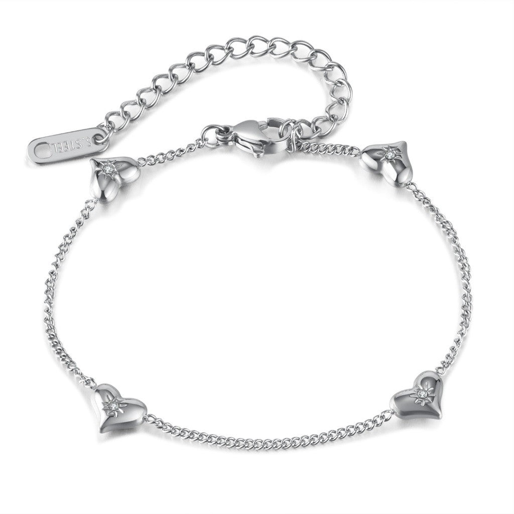 Boho Natural Stone Heart Bracelet for Women – Colorful Titanium Steel Ethnic Style Adjustable Fashion Jewelry