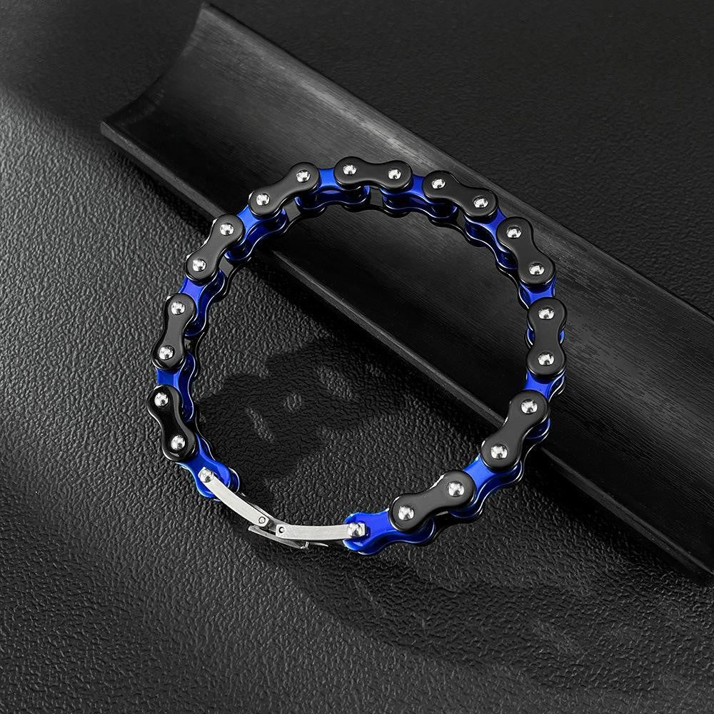 Men’s Stainless Steel Bike Chain Bracelet – Hip-Hop Style Motorcycle Link Jewelry – Trendy Biker Wristband