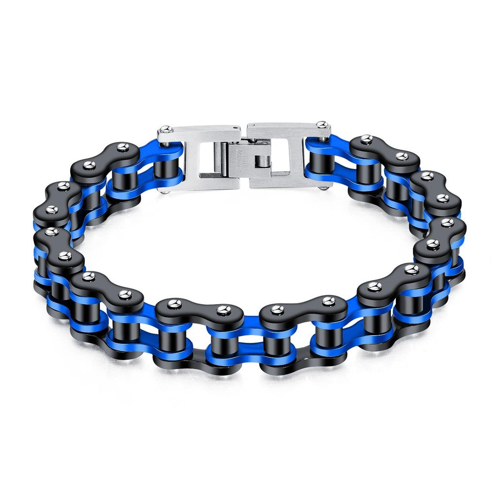 Men’s Stainless Steel Bike Chain Bracelet – Hip-Hop Style Motorcycle Link Jewelry – Trendy Biker Wristband